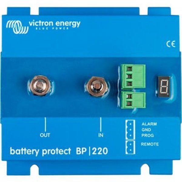 Inverters R Us Victron Energy BatteryProtect 12/24V-220A With 7-Segment LED display, Blue, Aluminum BPR000220400